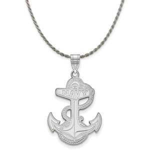 Sterling Silver U.S. Navy XL Pendant Necklace - 18 Inch
